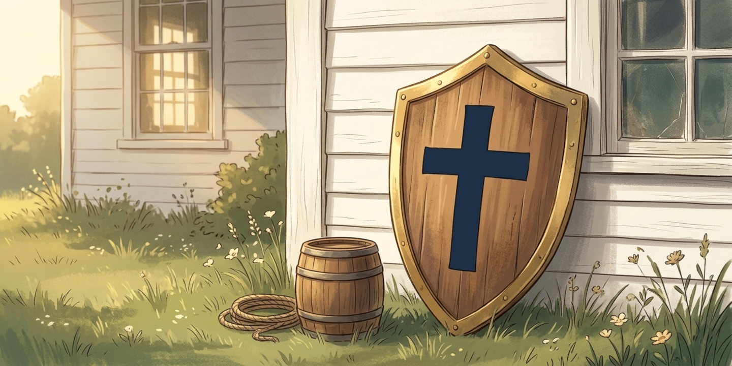 Privacy banner — the shield of faith